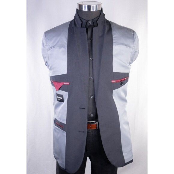 Express Men's Sport Coat Blazer Two Button Solid Black Wool Blend EXTRA SLIM 39L - Picture 9 of 14